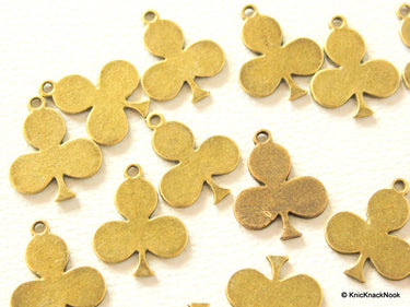 5 x Playing Cards Clubs Bronze Tone Charm Pendants